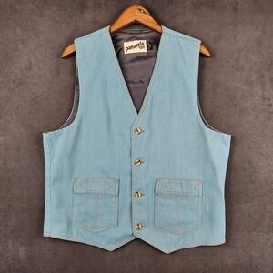 Vintage Levis Panatela Vest Mens Medium Light Blue Denim Western Lined 70s